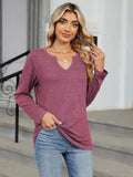 Notched Long Sleeve T-Shirt - Trendsi - Flyclothing LLC