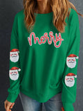 Sequin Letter Graphic Father Christmas Patched Sleeve Drop Shoulder Sweatshirt - Trendsi - Flyclothing LLC
