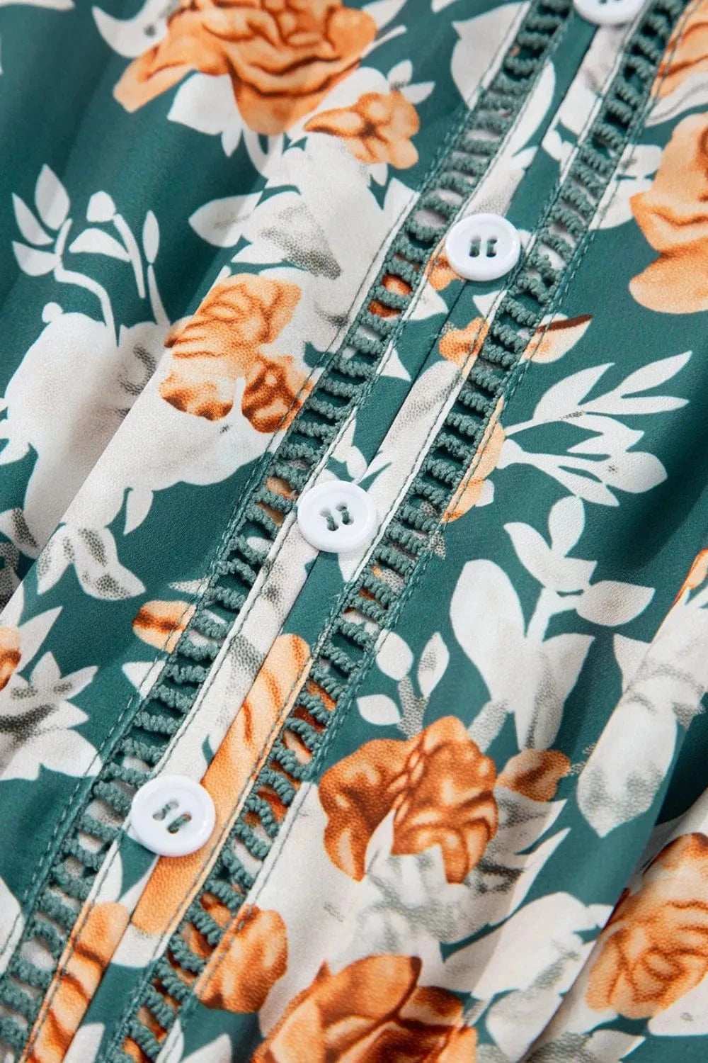 Floral Print Trimmed V Neck Tie Waist Sleeveless Dress - Trendsi - Flyclothing LLC