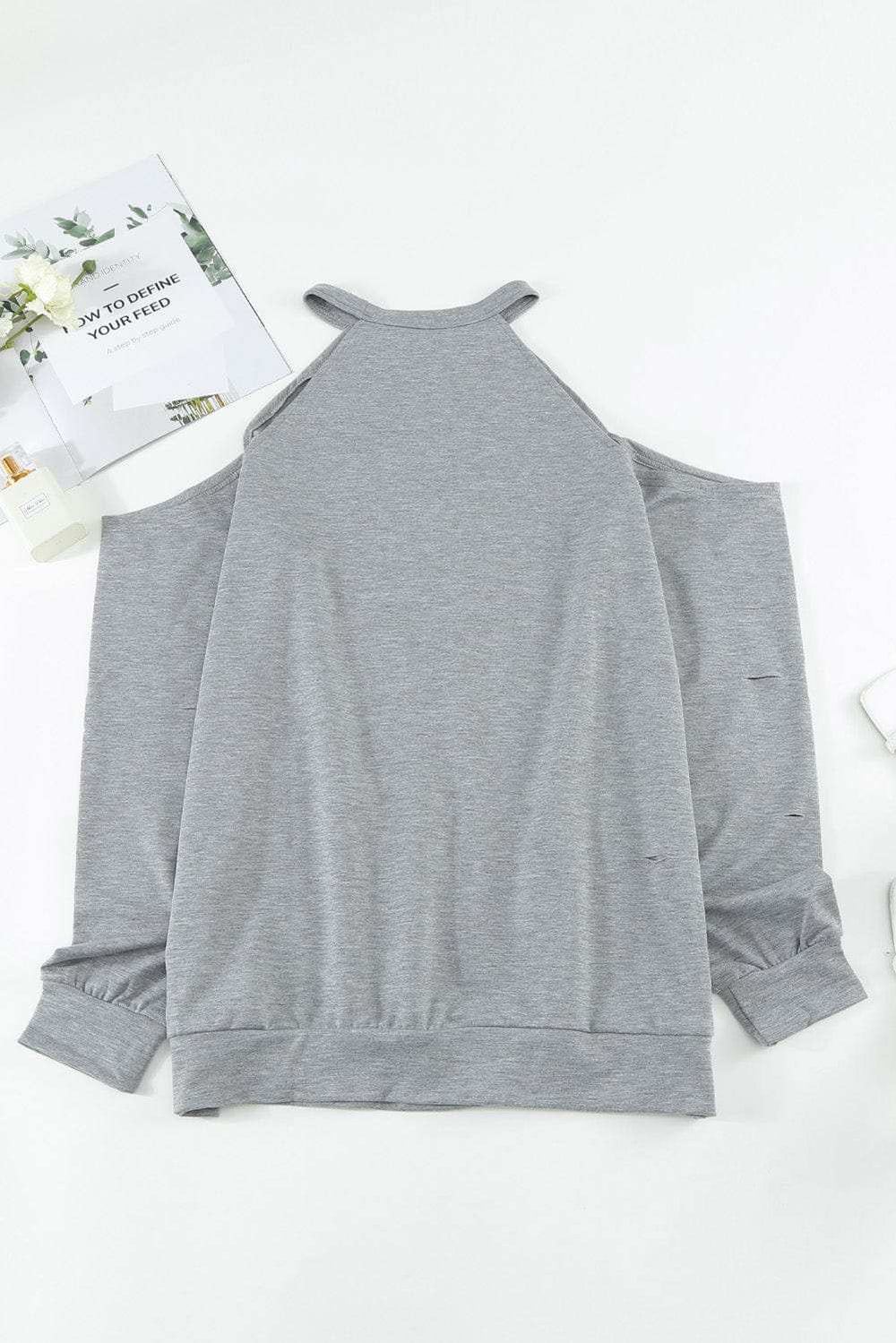 Cold Shoulder Long Sleeve Sweatshirt - Trendsi - Flyclothing LLC