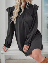 Ruffled Notched Flounce Sleeve Dress - Trendsi - Flyclothing LLC