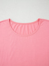 Ruffle Hem Round Neck Relaxed T-Shirt - Trendsi - Flyclothing LLC
