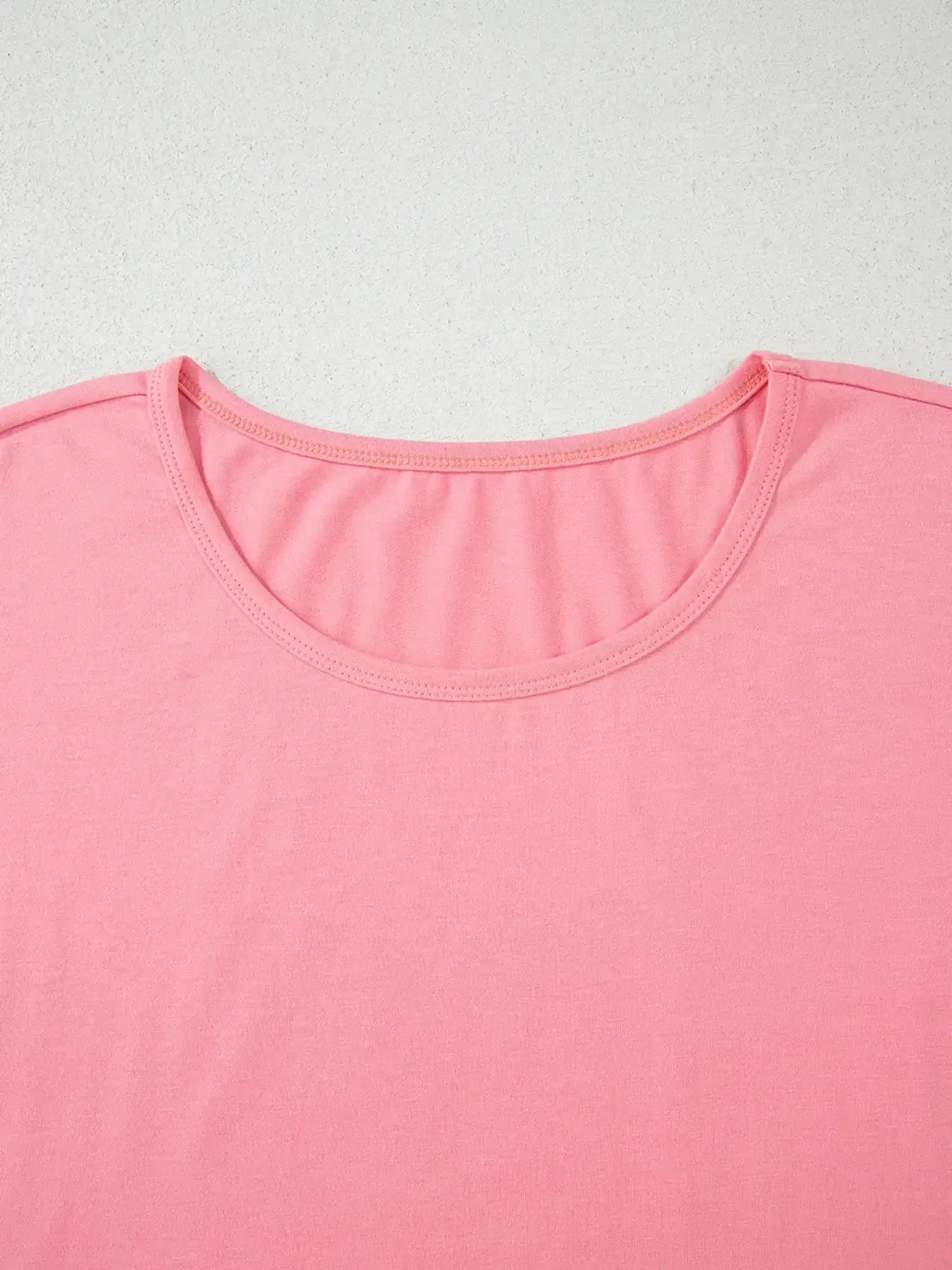 Ruffle Hem Round Neck Relaxed T-Shirt - Trendsi - Flyclothing LLC