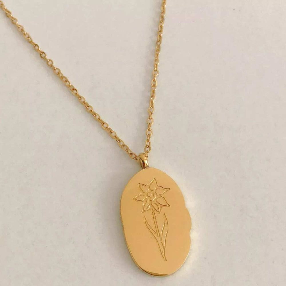 18K Gold-Plated Engraved Pendant Necklace - Trendsi - Flyclothing LLC