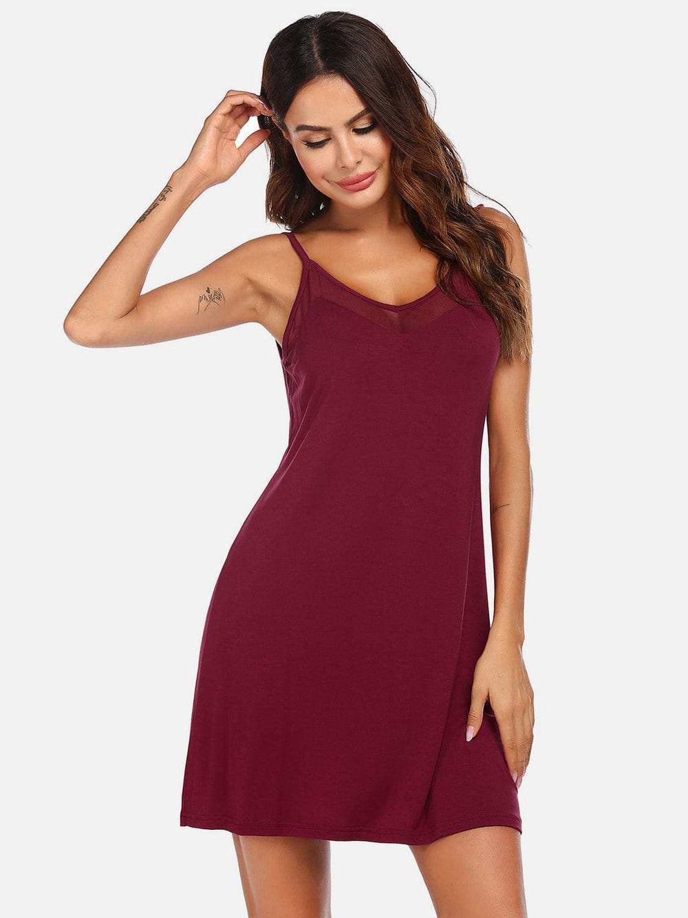 Scoop Neck Spaghetti Strap Lounge Dress - Trendsi - Flyclothing LLC