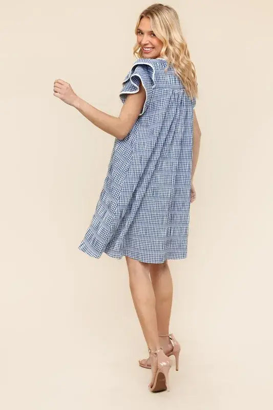 Haptics Double Ruffle Sleeve Dress with Side Pockets - Trendsi - Flyclothing LLC