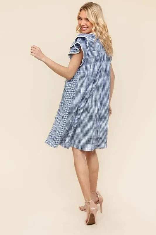 Haptics Double Ruffle Sleeve Dress with Side Pockets - Trendsi - Flyclothing LLC