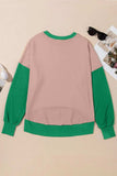 Contrast Round Neck Long Sleeve Sweatshirt - Trendsi - Flyclothing LLC
