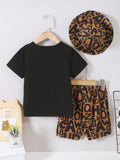 Children's Teddy Bear Round Neck Top and Pants Set - Trendsi
