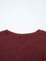 Exposed Seam Ribbed Long Sleeve Top - Trendsi - Flyclothing LLC