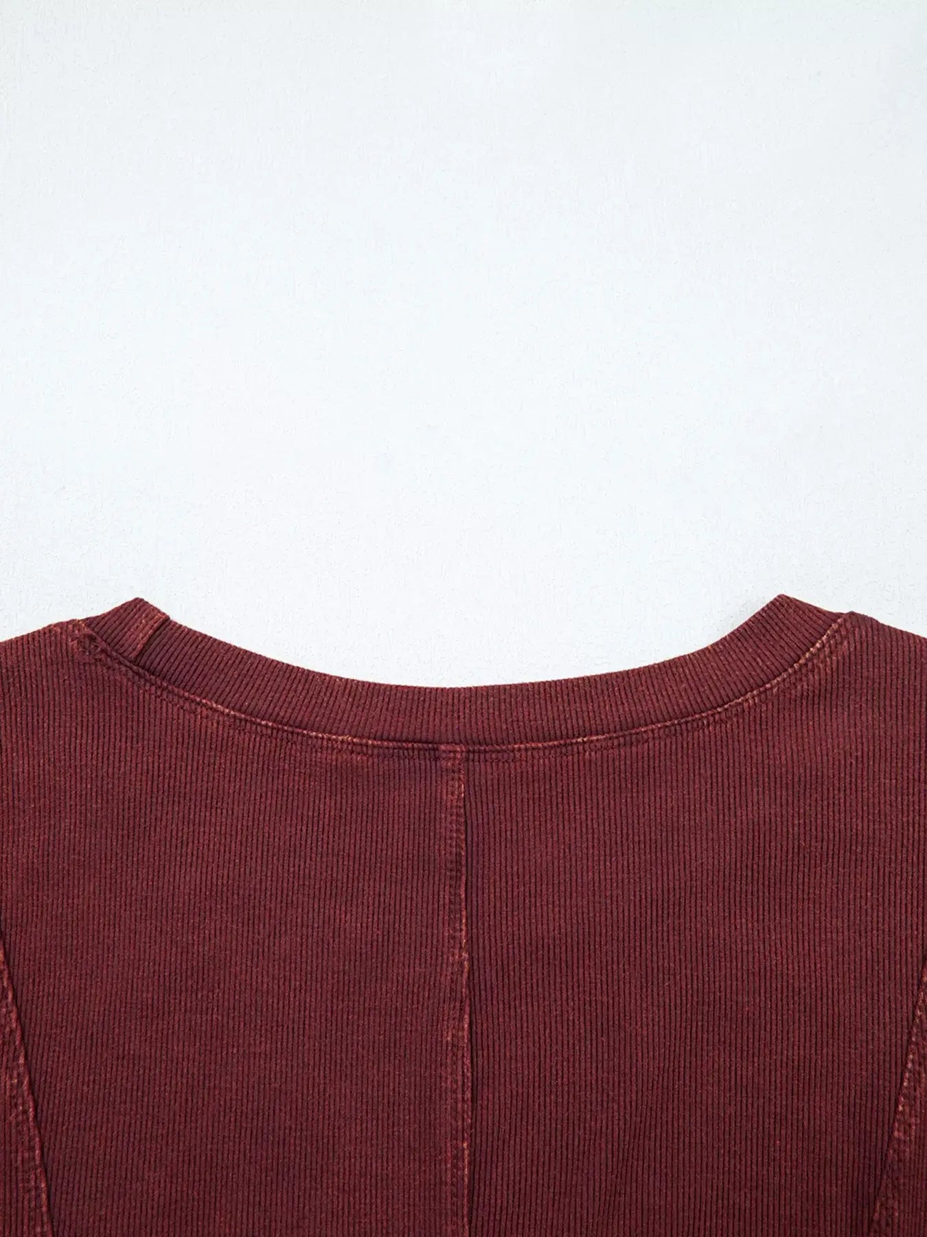 Exposed Seam Ribbed Long Sleeve Top - Trendsi - Flyclothing LLC