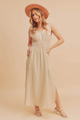 Aemi + Co Side Slit Round Neck Sleeveless Tank Dress - Trendsi - Flyclothing LLC