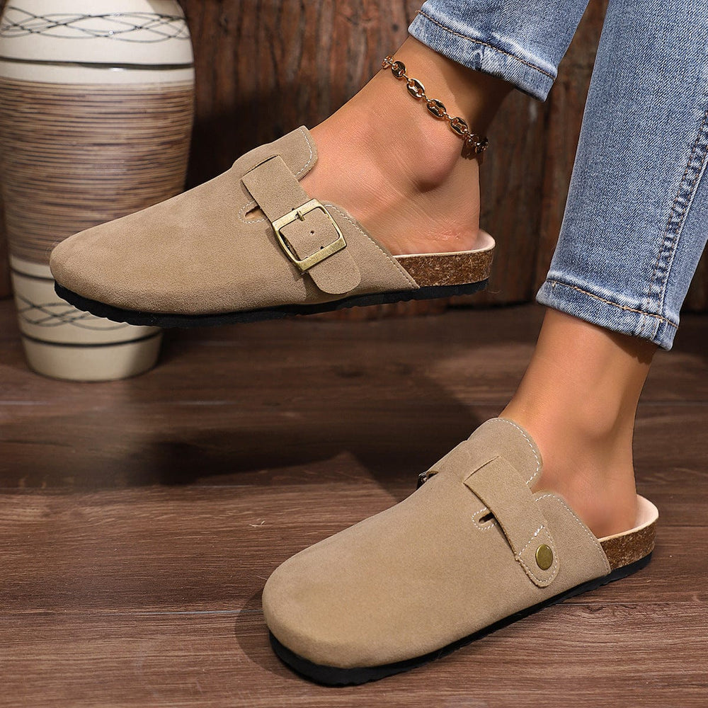 Buckle Round Toe Flats Slip-Ons - Trendsi