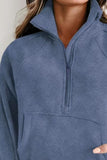 Half Zip Long Sleeve Sweatshirt - Trendsi