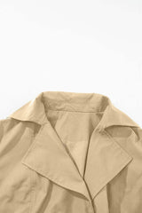 Collared Neck Tie Waist Buttoned Long Sleeve Trench Coat - Trendsi - Flyclothing LLC