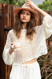 POL Openwork Balloon Sleeve Knit Cover Up - Trendsi