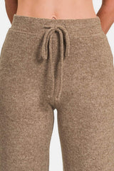 Zenana Drawstring Hacci Cropped Pants - Trendsi - Flyclothing LLC