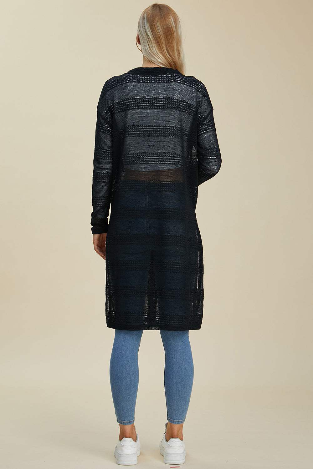 Double Take Full Size Open Front Longline Cardigan - Trendsi - Flyclothing LLC
