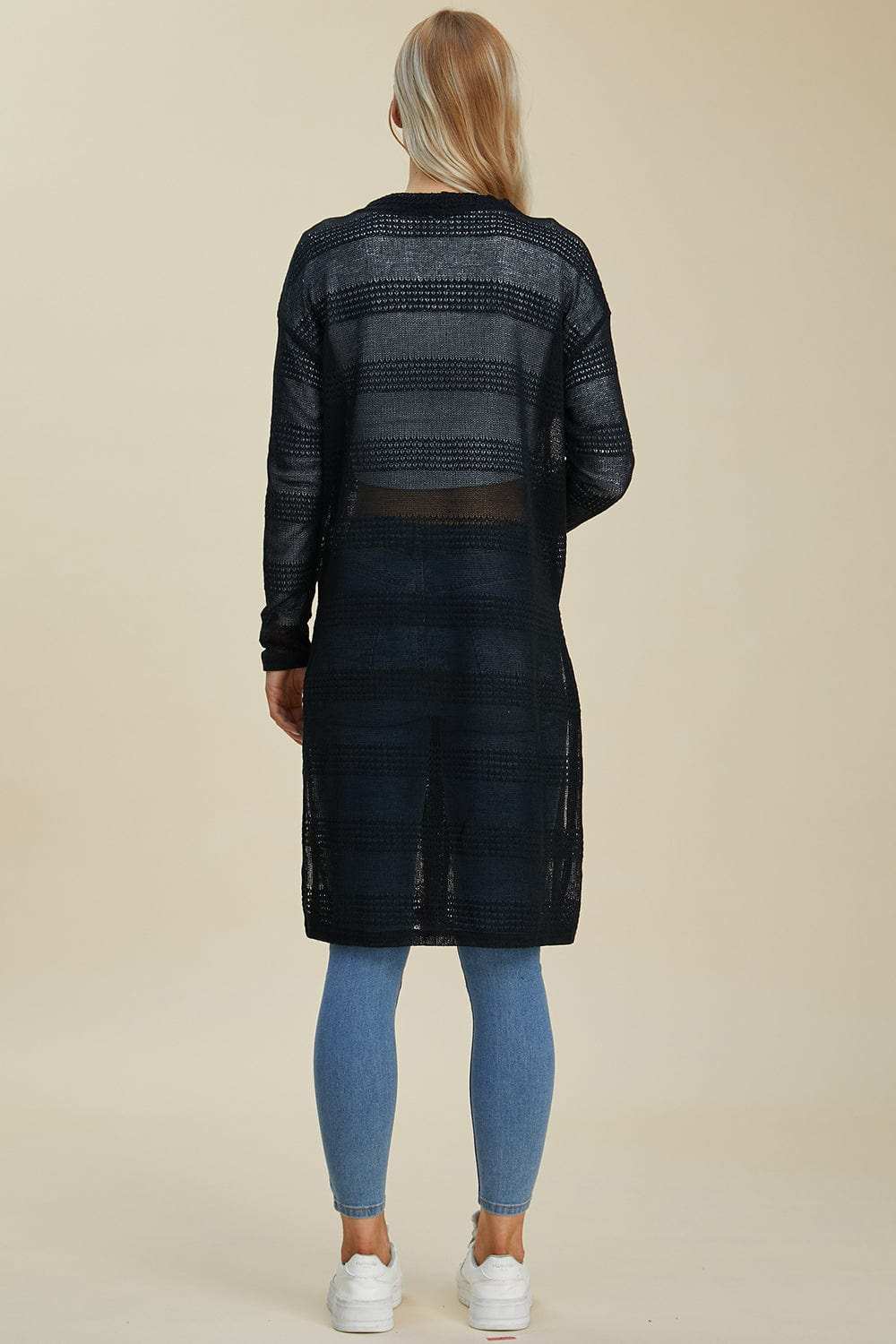 Double Take Full Size Open Front Longline Cardigan - Trendsi - Flyclothing LLC