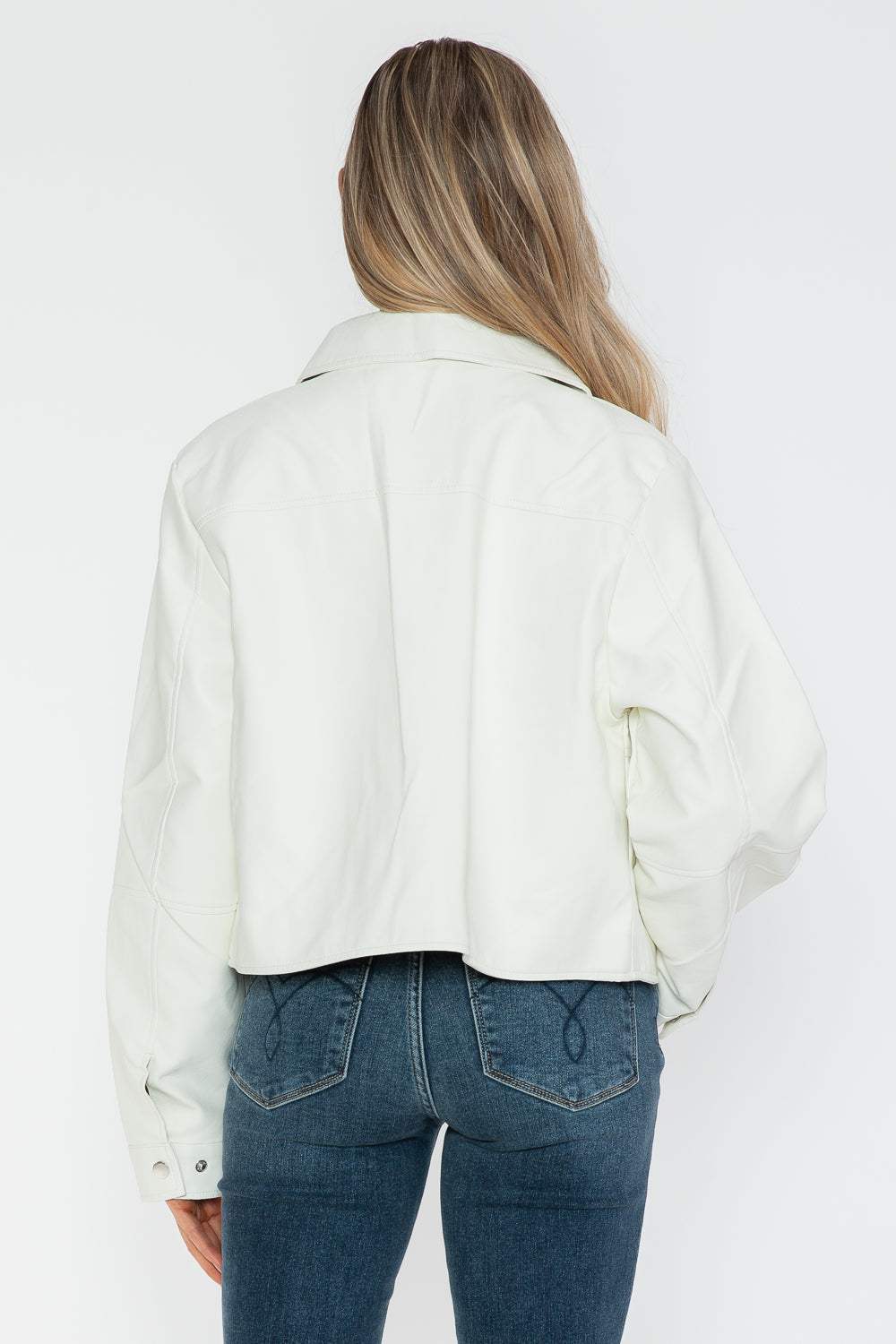 Snobbish Snap Down Long Sleeve PU Leather Jacket - Trendsi - Flyclothing LLC