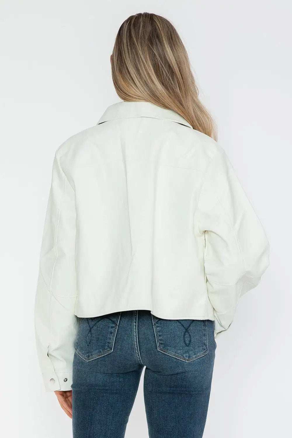 Snobbish Snap Down Long Sleeve PU Leather Jacket - Trendsi - Flyclothing LLC