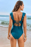 Ruffled Plunge One-Piece Swimwear - Trendsi - Flyclothing LLC