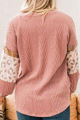 Sequin Leopard Round Neck Long Sleeve Sweater - Trendsi - Flyclothing LLC