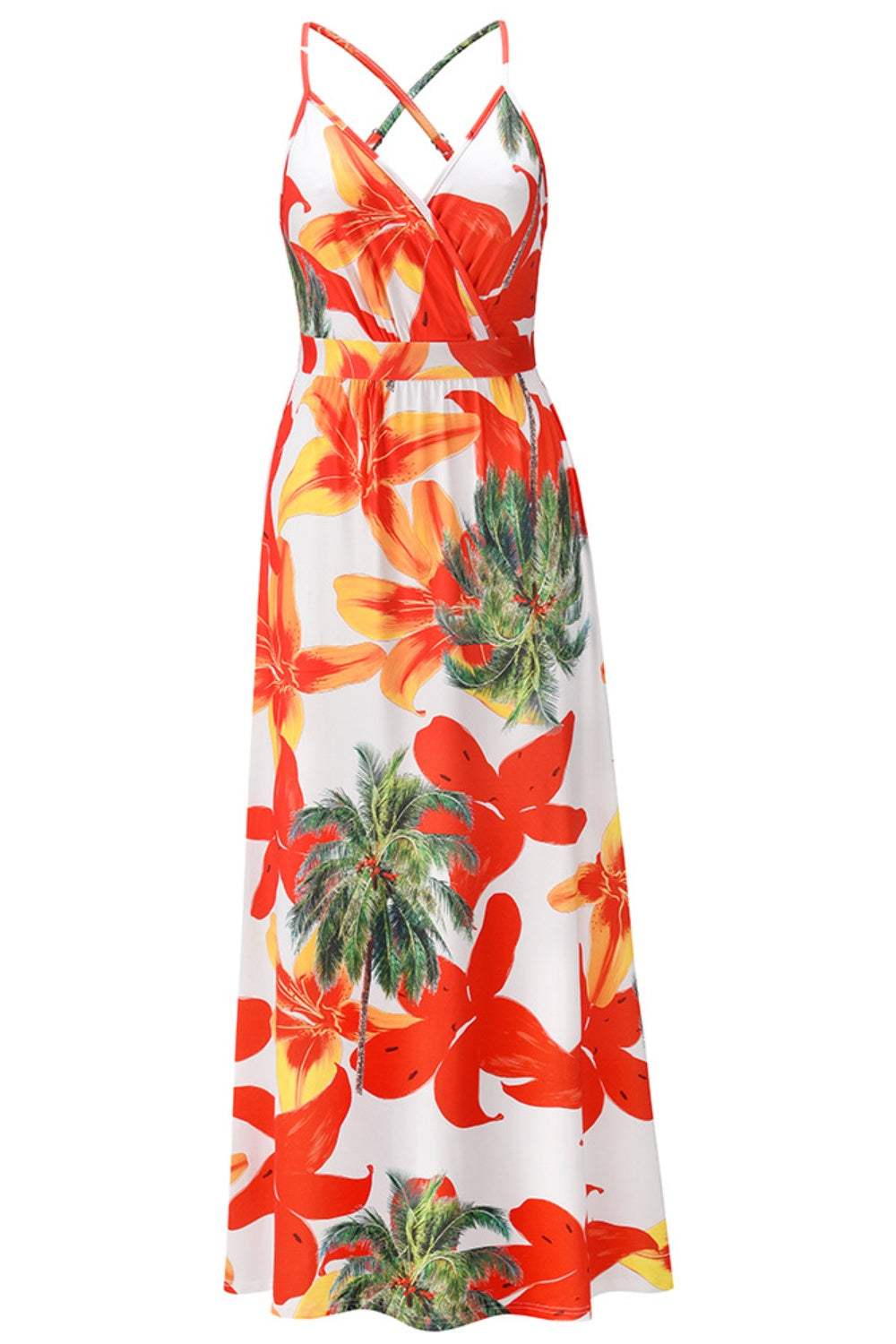 Crisscross Printed Surplice Cami Dress - Trendsi - Flyclothing LLC