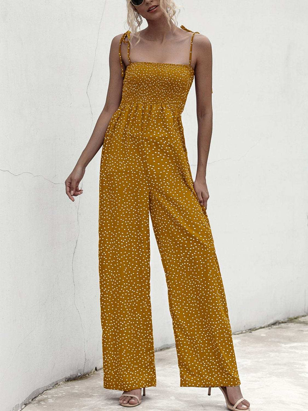 Square Neck Spaghetti Strap Jumpsuit - Trendsi - Flyclothing LLC