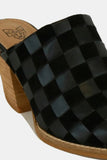 Beast Fashion Woven Checkerboard Block Heel Mule Shoes - Trendsi