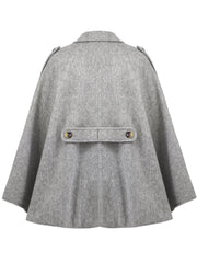 Double-Breasted Tie Waist Poncho - Trendsi