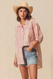 SO ME Multicolored Stripe Button Down Shirt - Trendsi