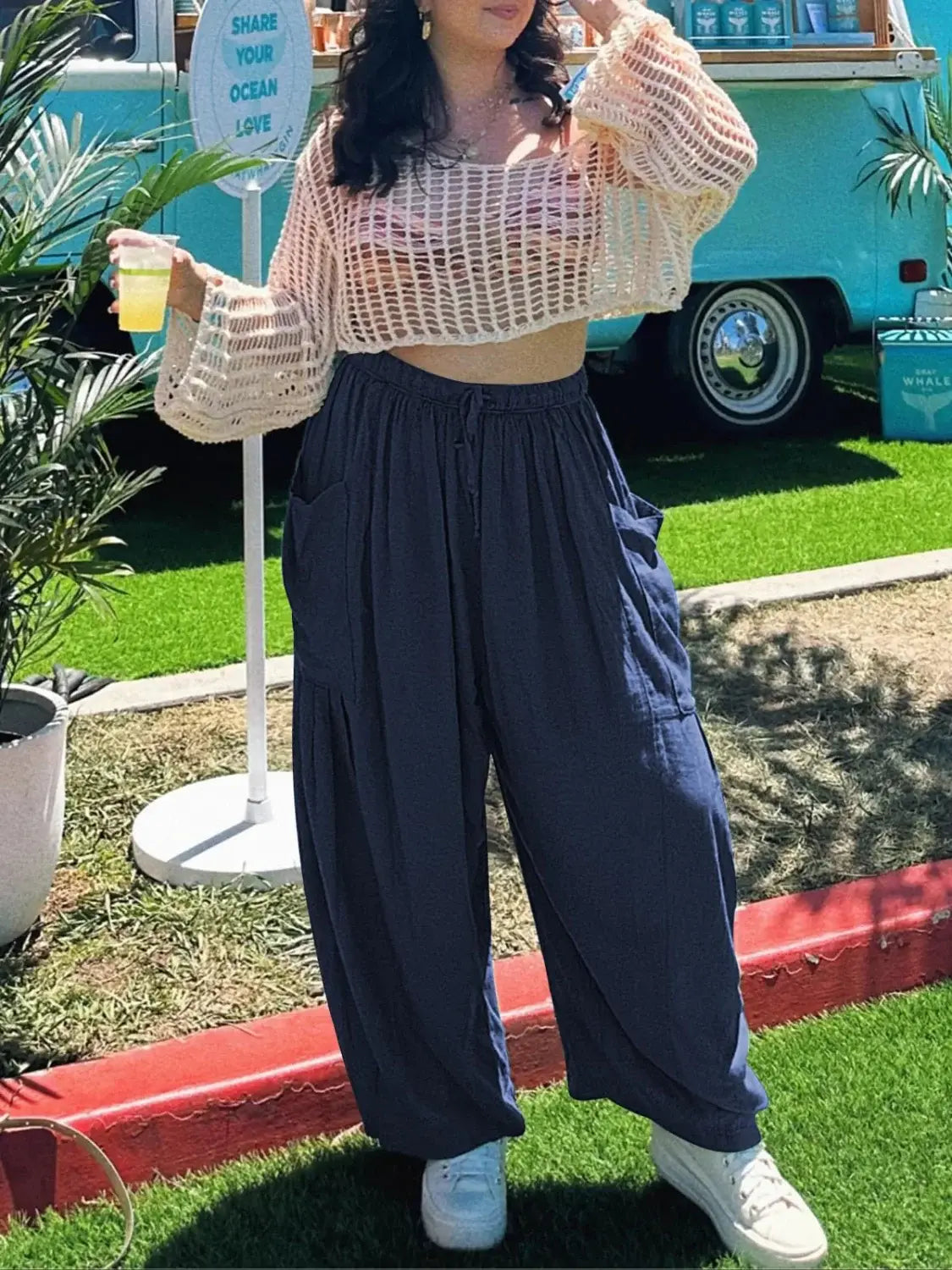 Full Size Drawstring Pants with Pockets Plus Size - Trendsi - Flyclothing LLC