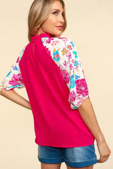 Haptics Frill Mock Neck Half Sleeve Blouse - Trendsi