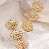 Seashell Dangle Earrings with Pearl Accents - Trendsi - Flyclothing LLC