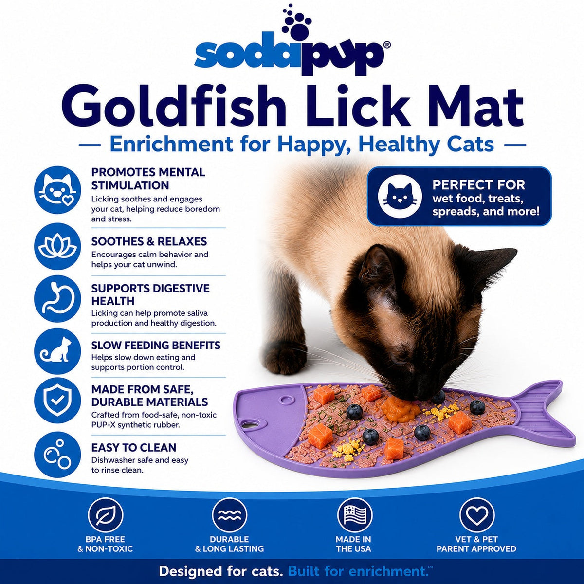 Goldfish emat - Small Enrichment Lick Mat for Cats | SodaPup - SodaPup/True Dogs, LLC - Flyclothing LLC