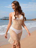 Fringe Openwork Wide Strap Cover Up - Trendsi - Flyclothing LLC