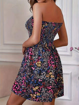 Full Size Smocked Printed Tube Mini Dress - Trendsi - Flyclothing LLC