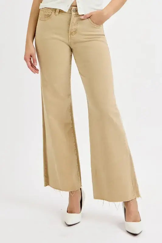 RISEN Full Size Raw Hem Wide Leg Jeans Plus Size - Trendsi - Flyclothing LLC