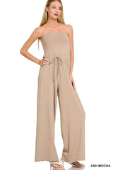 Zenana Tube Top Jumpsuit with Drawstring Waist - Trendsi - Flyclothing LLC