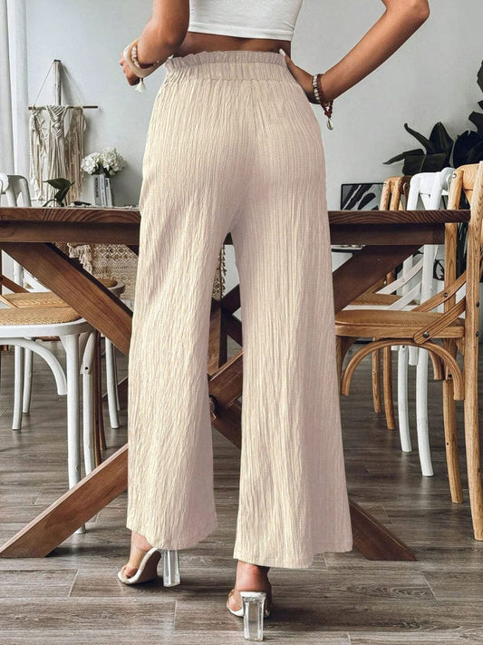 Frill Wide Leg Pants - Trendsi