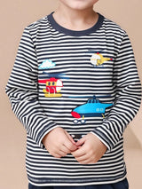 Children's Striped Helicopter Long Sleeve T-Shirt - Trendsi - Flyclothing LLC