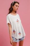 BiBi Solid Terry With Fourth Of July Theme Patched Top - Trendsi