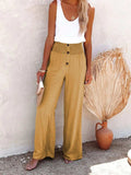 Full Size Decorative Button High Waist Pants - Trendsi - Flyclothing LLC