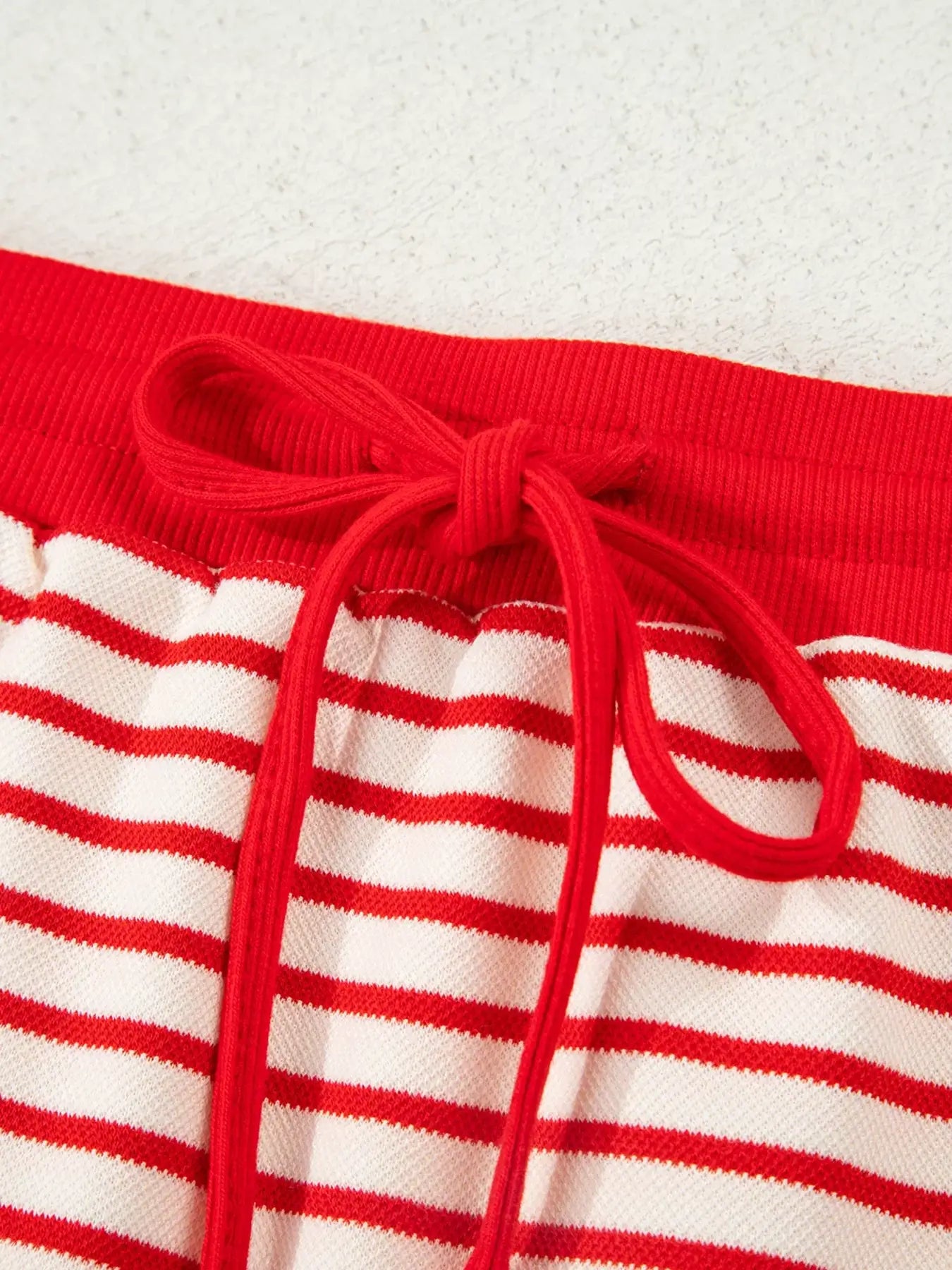 Stripe Collared V Neck Drop Shoulder Pullover and Skort 2pcs Outfit - Trendsi - Flyclothing LLC