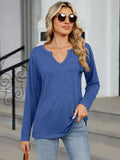 Notched Long Sleeve T-Shirt - Trendsi - Flyclothing LLC
