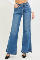RISEN High Rise Wide Leg Jeans With Released Hem - Trendsi - Flyclothing LLC