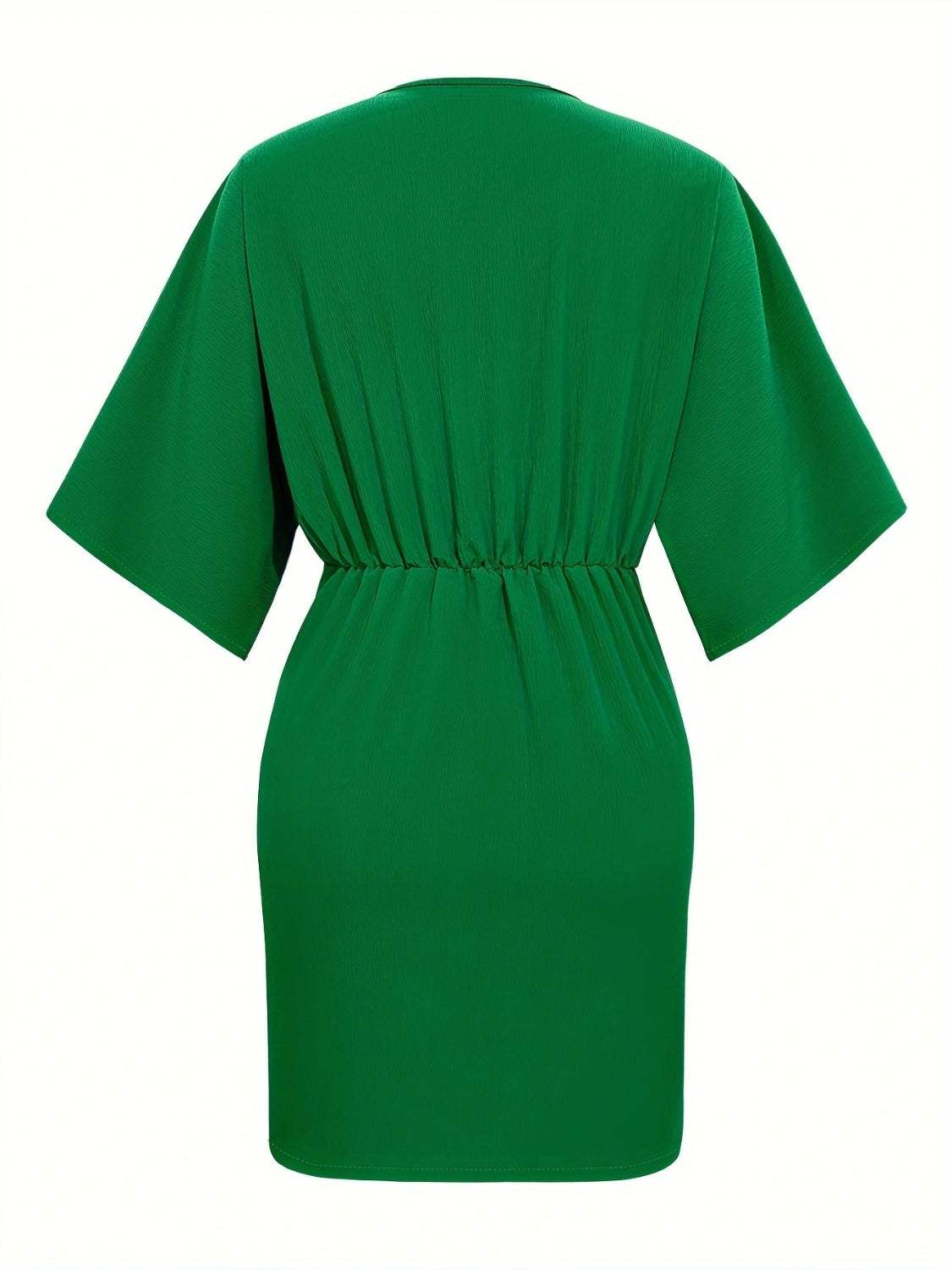 Ruched Surplice Half Sleeve Mini Dress - Trendsi - Flyclothing LLC