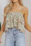 Floral Spaghetti Strap Ruffled Cami - Trendsi