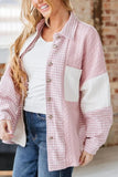 Color Block Houndstooth Collared Neck Shacket - Trendsi
